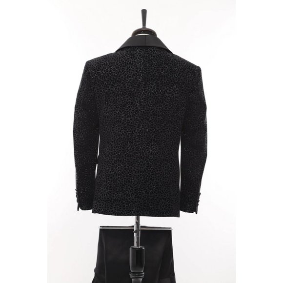 Derman Black Floral Patterned Glitter Luxury 2 Piece Tuxedo - Picture 5 of 5